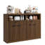 Buffet en bois d'ingénierie de 130 x 41 x 94 cm (51 x 16 x 37 po) avec façade à panneaux ondulés, 4 portes et 2 tiroirs, idéal pour la salle à manger, la cuisine, le salon, le corridor et l'entrée, couleur noyer.-1535781285