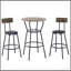 Ensemble de table de bar ronde et de tabouret avec tablette, tabouret rembourré avec dossier, brun rustique, l 24,17 po x P 24,17 po x H 36,02 po