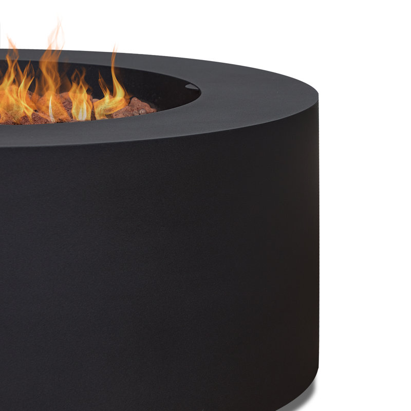 Aegean 36" Round Steel Propane or Natural Gas Fire Pit Table by Real Flame, Black