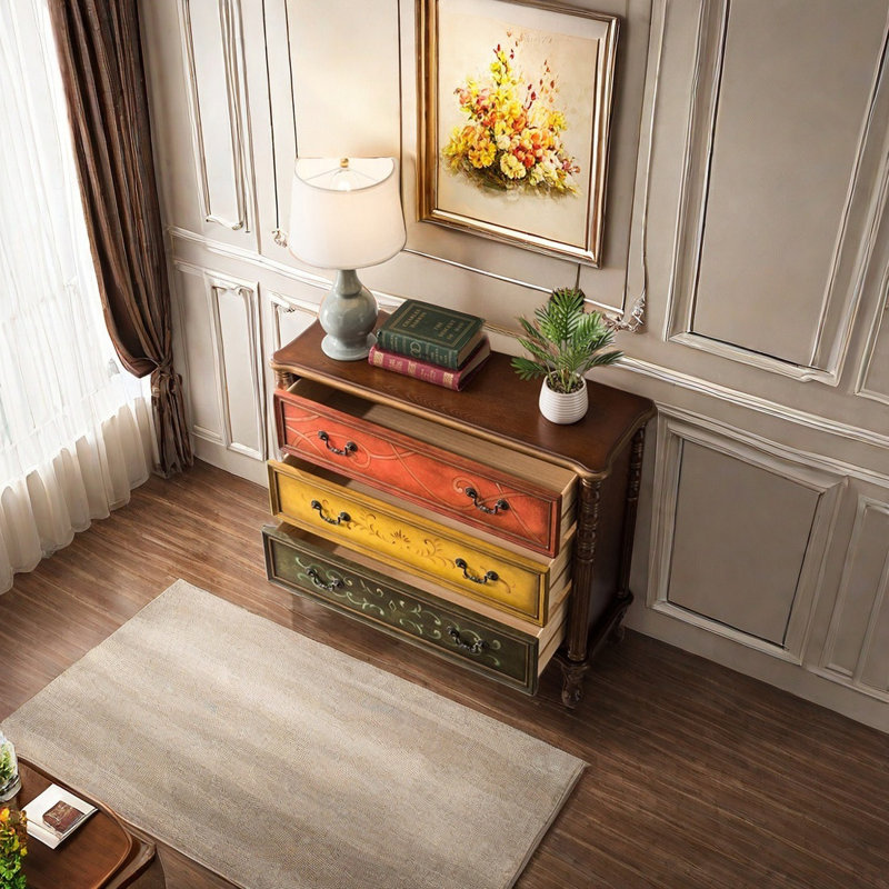 Painted Roman column drawer accent chest