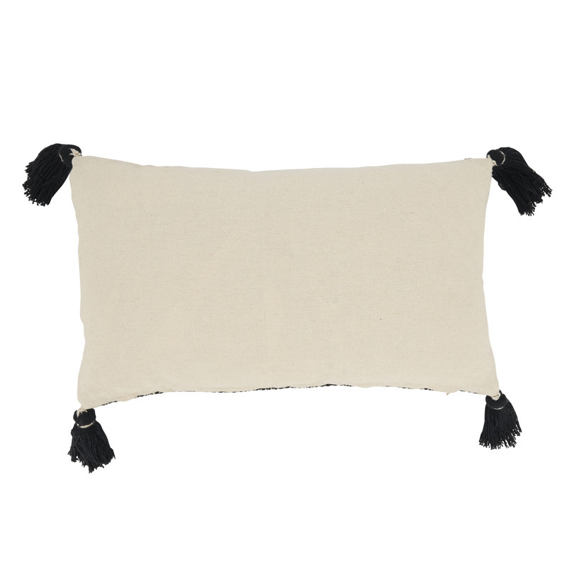 Black and Beige Rectangular Cotton Throw Pillow Cover
