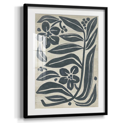 Island Folk Flowers I - Vintage Botanical Print, Matted and Framed Under Acrylic Glass, Living Room and Dining Room Wall Art