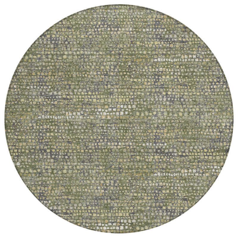 Tapis abstrait intérieur / extérieur lavable à la machine Chantille ACN2641, Olive, Rond 8 pi