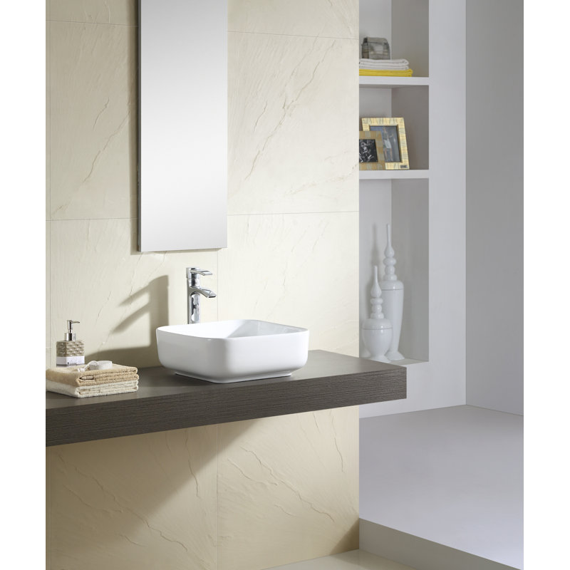 Vitreous China Square Vessel Bathroom Sink