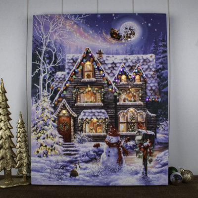 Toile à fibre optique 16 x 20 Christmas House