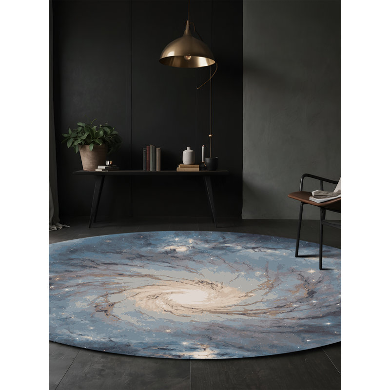 Tapis gris lavable à la machine, Rond 5 pi