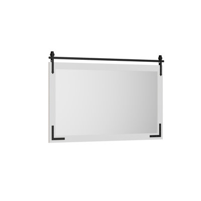 Miroir de grange avec cadre en bois massif et verre trempé