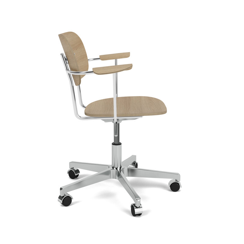 Co Swivel Task Chair, Natural Oak/Silver