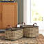 Wood Handmade Two Toned Storage Basket with Handles