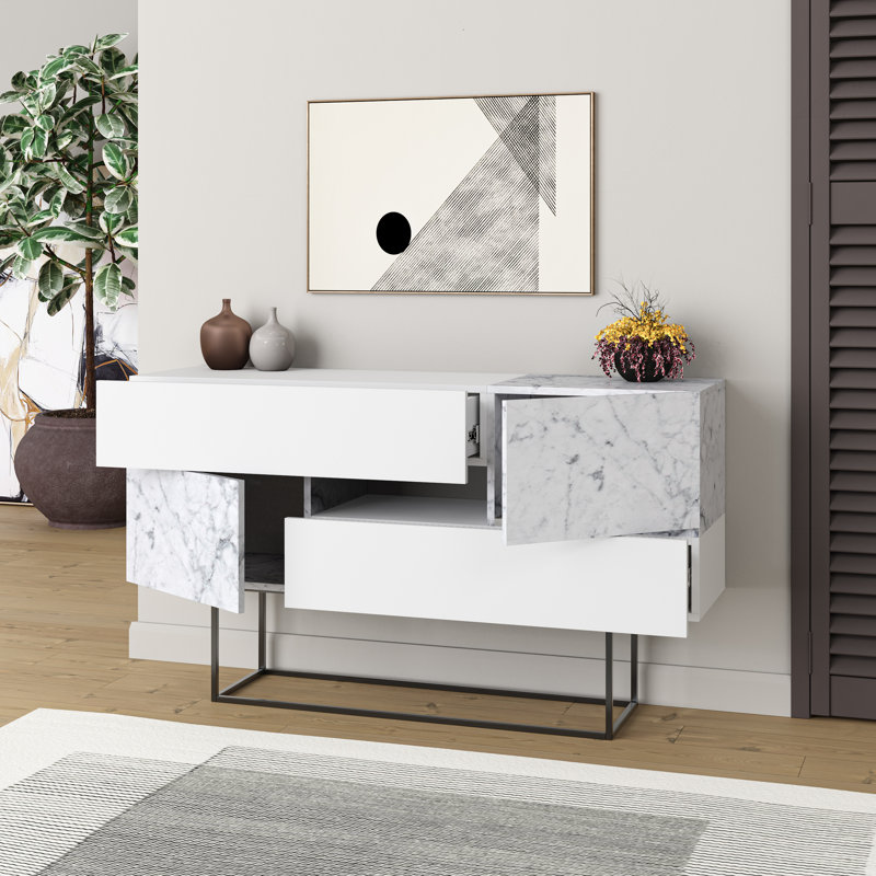Mazzitelli 145cm Console Table, White/Carrara