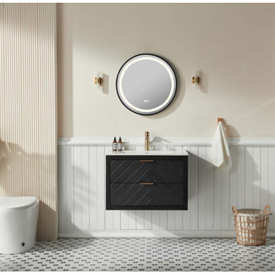 Meuble-lavabo simple mural et flottant avec lavabo en céramique