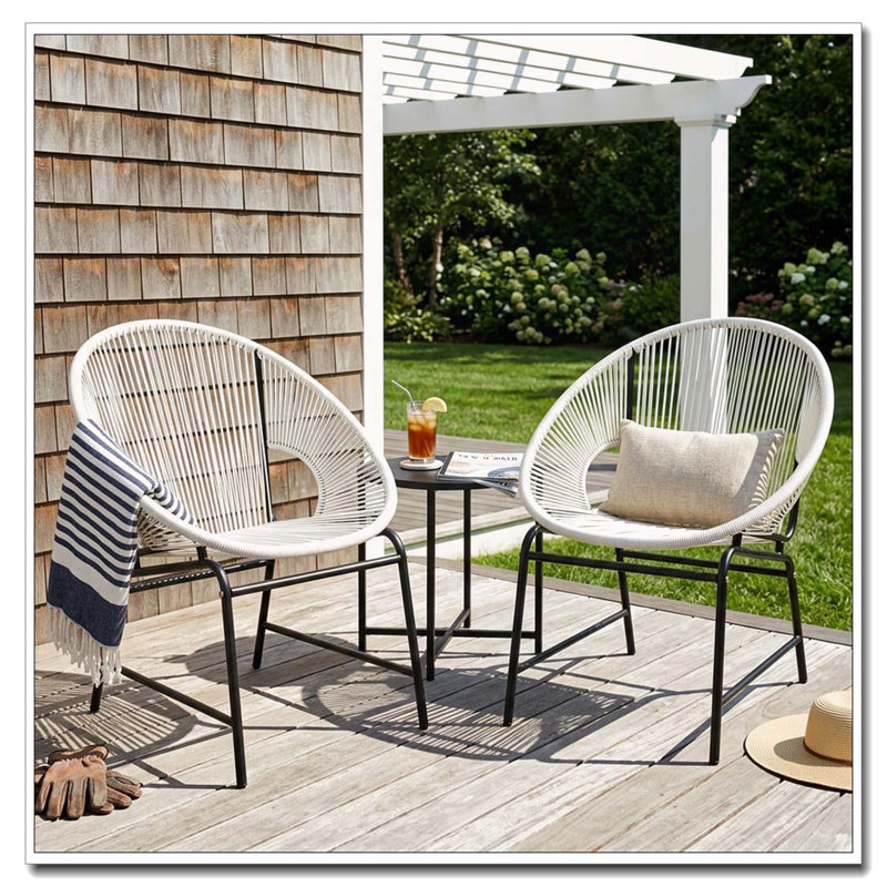 Ensemble de chaises de patio en osier, Blanc