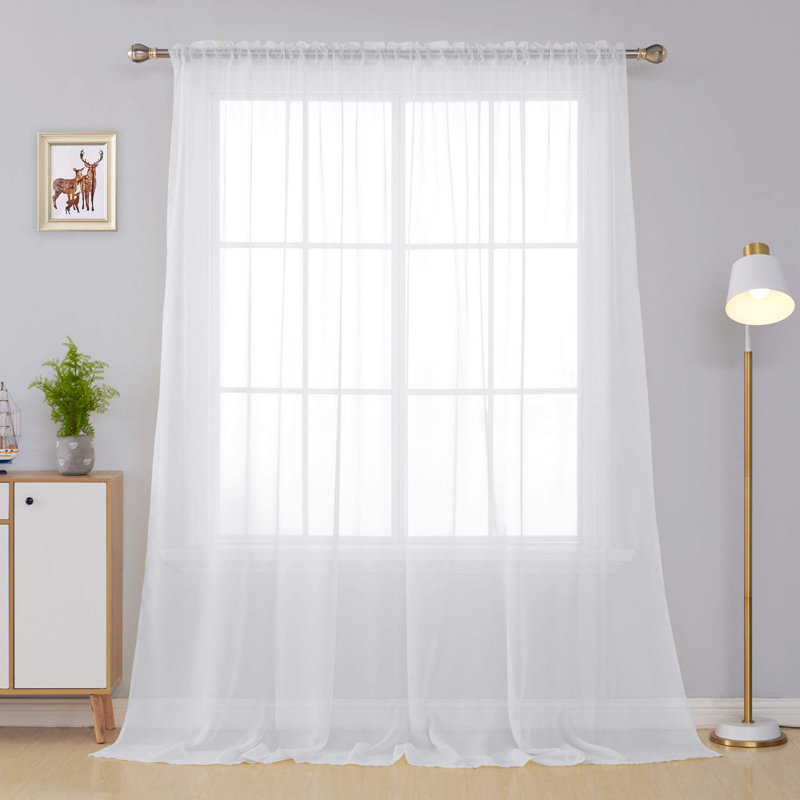 Voilage large avec passe-tringle, L 100 po x L 108 po, Blanc