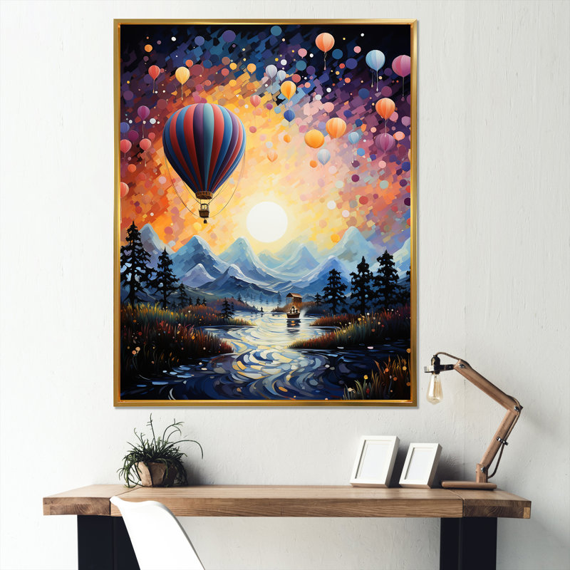 Montgolfière Heavenly Bliss I, Cadre flottant doré, H 32 po x l 16 po x P 1 po