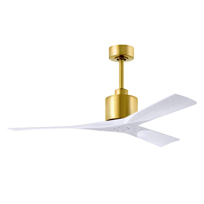 Nan Ceiling Fan In Textured Blades, Brushed Brass, Matte White, 52"