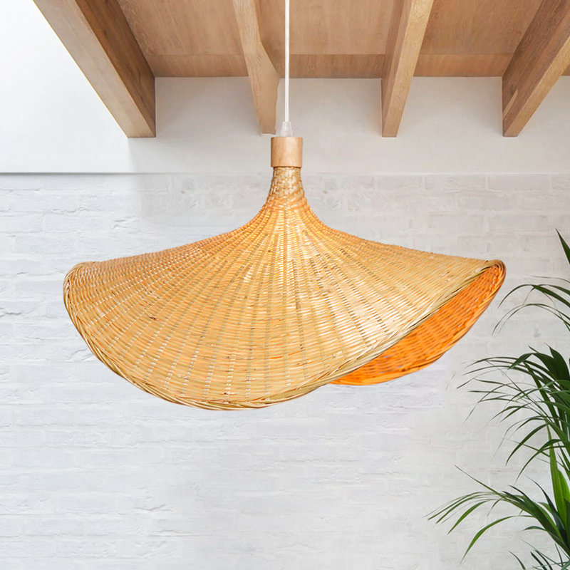 Ailina 1 - Light Geometric Handmade Bamboo Pendant, 11.81" H x 20.86" W x 20.86" D