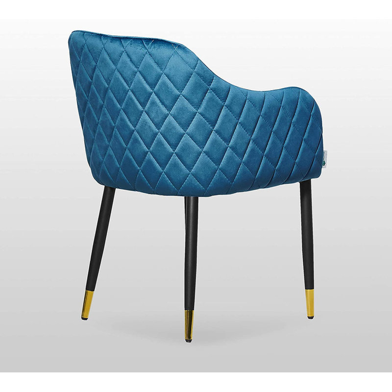 Holdenville Upholstered Dining Chair, Blue, Black/Gold, 1