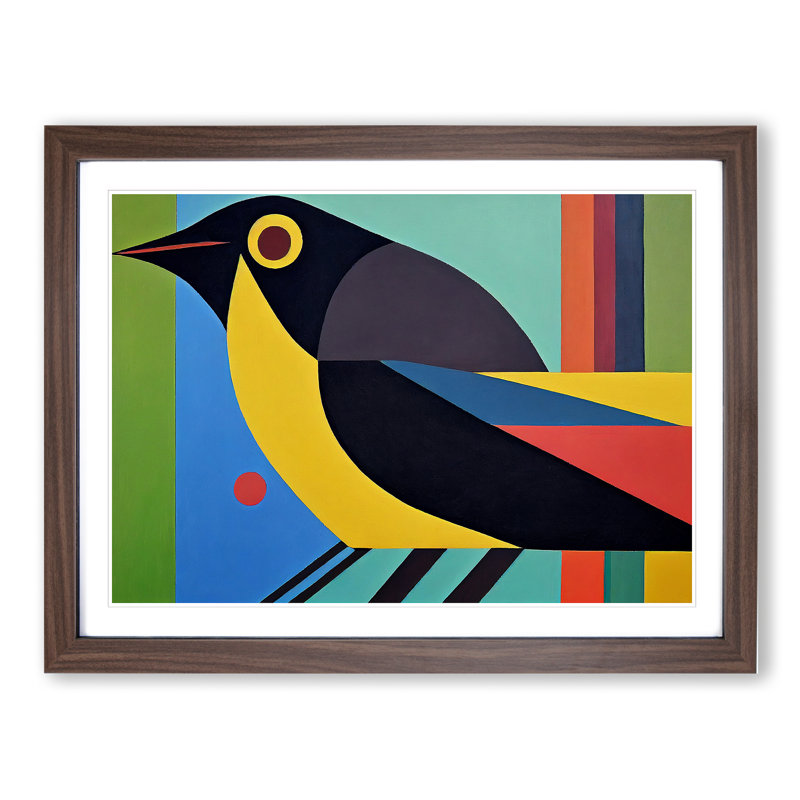 Eye Catching Abstract Bird 1 Piece Single Picture Frame Painting, 34cm H x 46cm W x 2cm D, Walnut