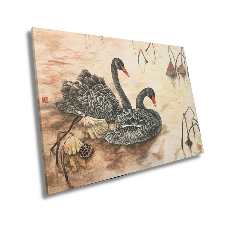 Black Swan by Fiona Sheng - Wrapped Canvas Painting
