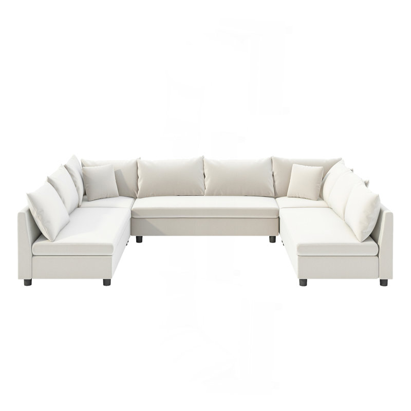 116*86'' Modular Sectional Sofa, Cream Chenille