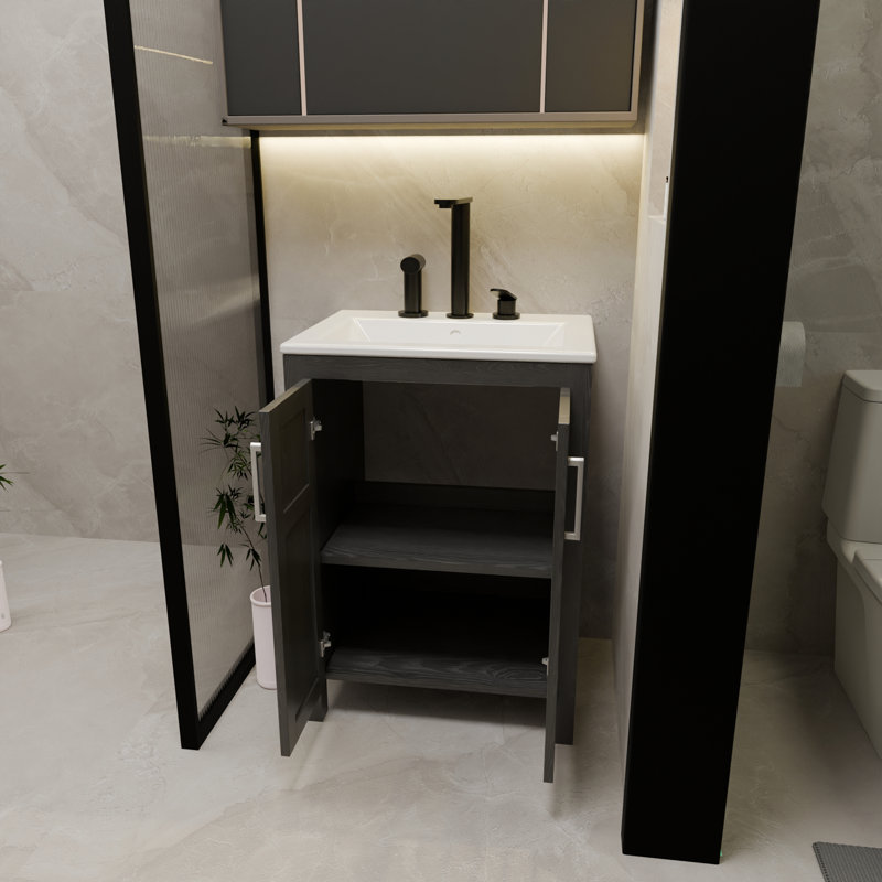 24-inch black bathroom cabinet