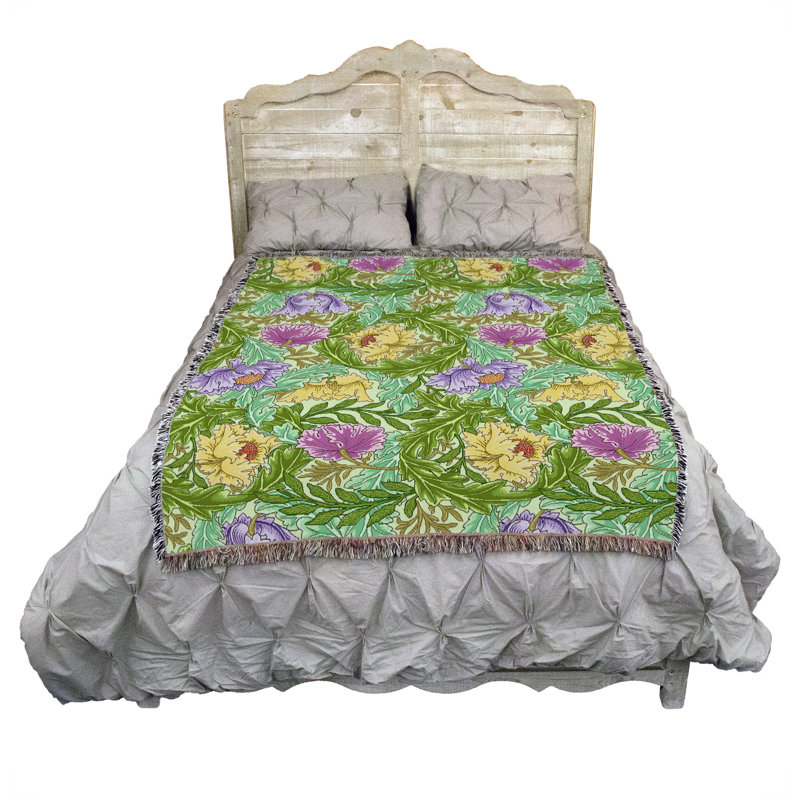 Couverture Pure Country Weavers William Morris, L 72 po x L 54 po, Vert