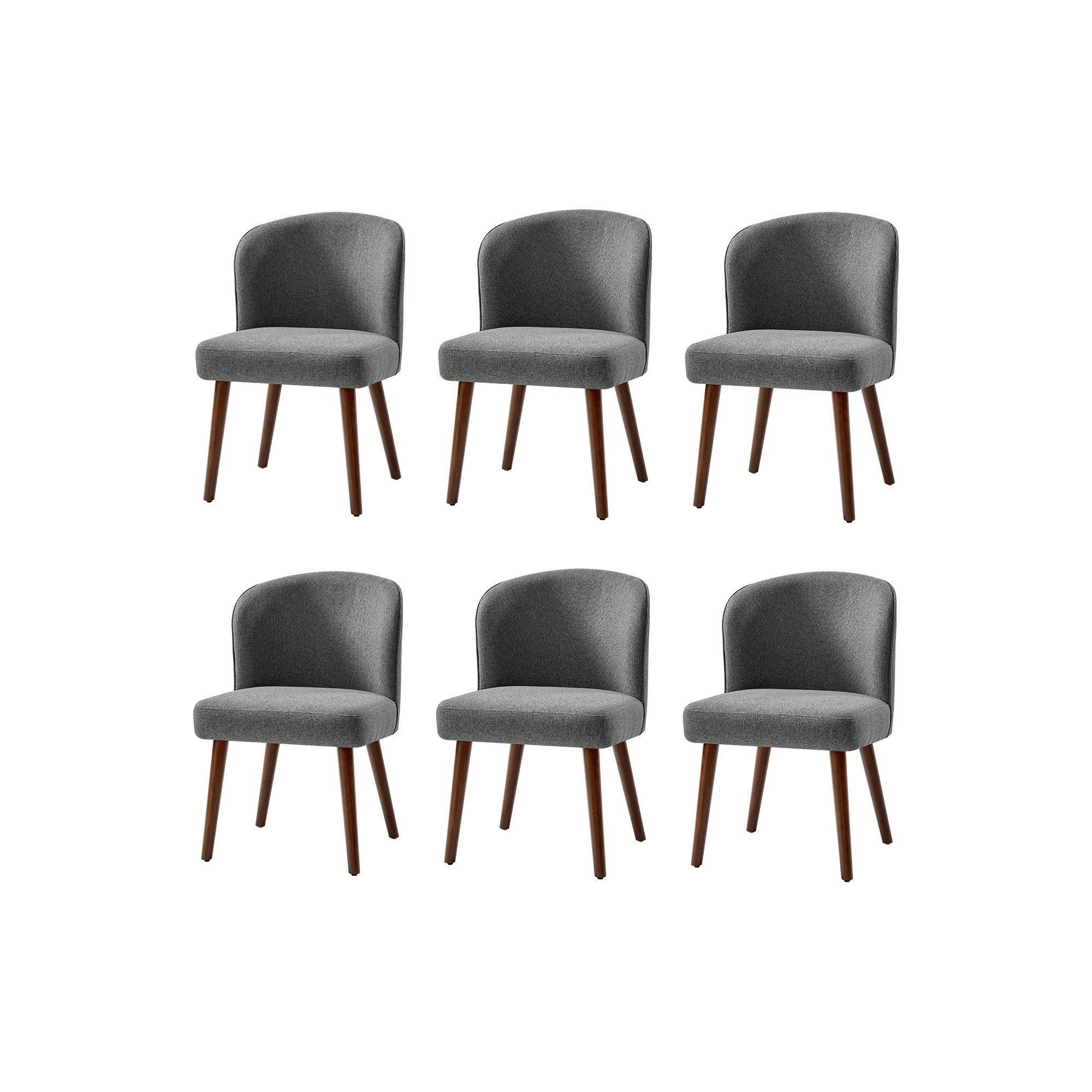 Palmdale Mid-Century Modern Upholstered Dining Chair Set, Gray, 6