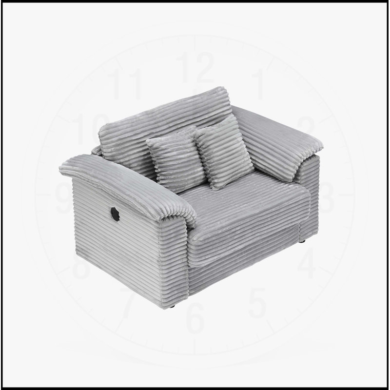 Ensemble de fauteuil et tabouret de rangement en velours côtelé de 47,24 pouces avec ports USB pour une assise et une organisation confortables