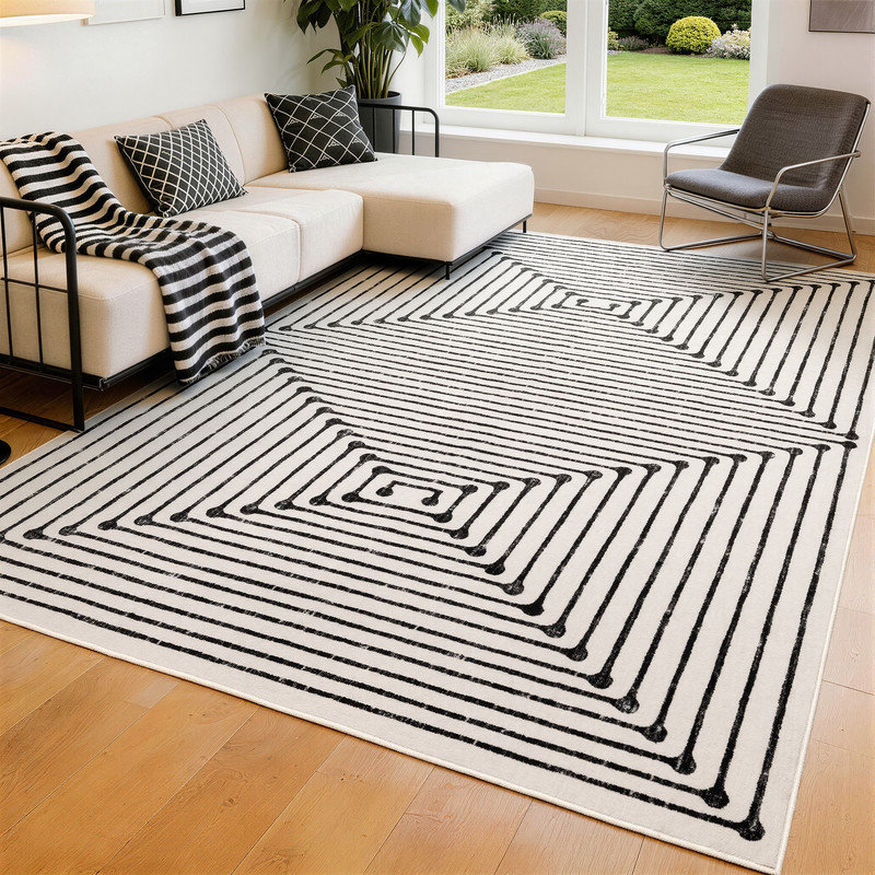 Tapis lavable à la machine Modern Modern, Rectangle 9 pi x 12 pi