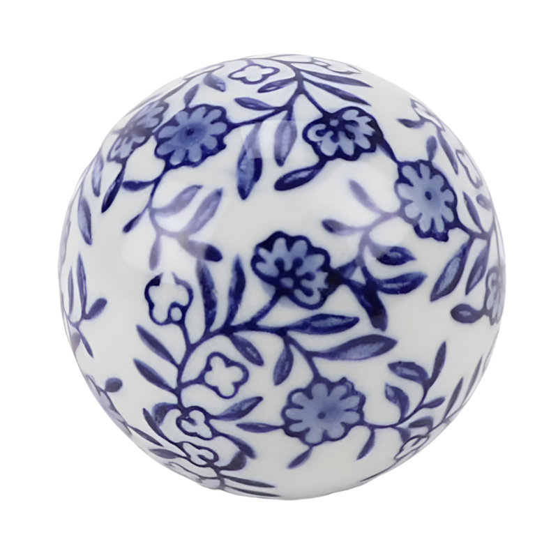 Flower Porcelain Ball, 4" H x 4" W x 4" D
