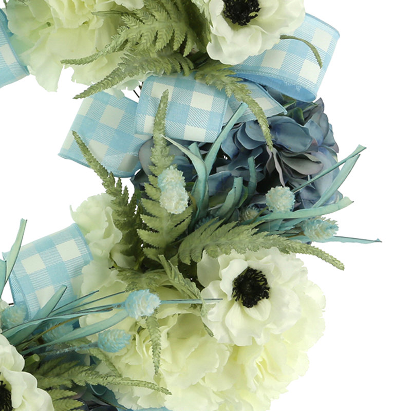 27" Spring Wreath with Anemones, Hydrangeas and Ferns