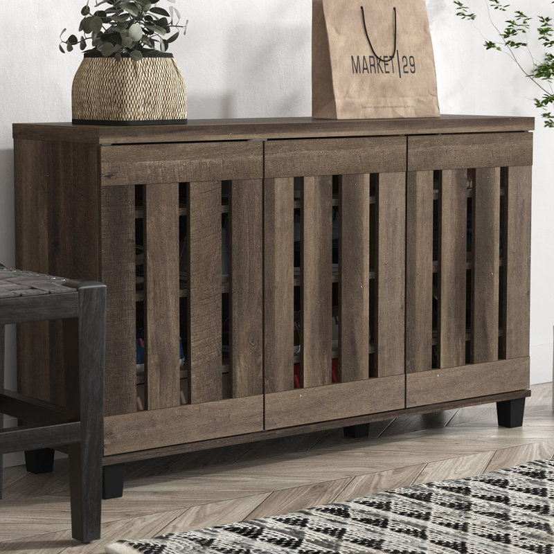 Baron 3 Door Shoe Storage Cabinet, Dark Dusty Oak