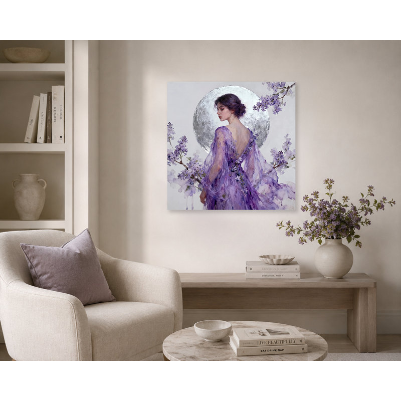 «Lilac Moon Silence», art mural sur toile tendue, L 20 po x H 20 po x P 1,5 po