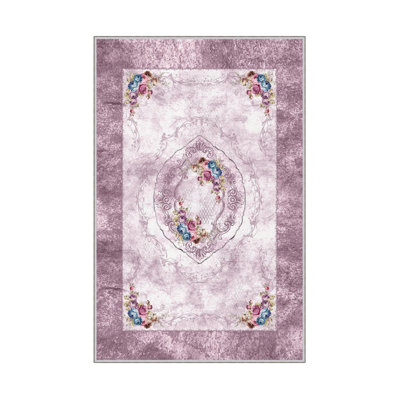 Premium Hall Carpet (3.3 x 6.6 ft), 100% Polyester, 0.3 in Pile Height | Antibacterial, Non-Slip PVC Dot Underside, 650 g/m² | Durable Woven Design, 3D Digital Printing, Machine Washable, Ideal for Home Décor