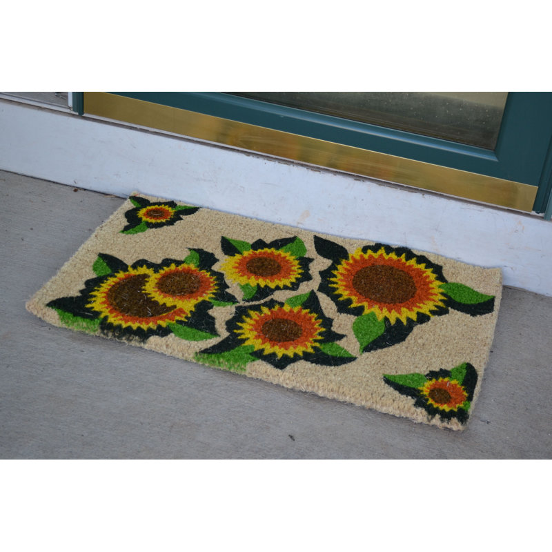 Happy Sunflower Coir Outdoor Doormat, 30" x 18"