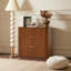 Wave-Textured 3-Drawer Dresser, Compact Nightstand with Waterproof MDF Top