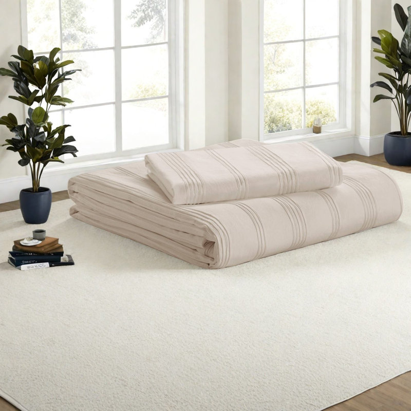 Ensembles de literie simples en polyester confortables, rayures modernes tissées pour la maison