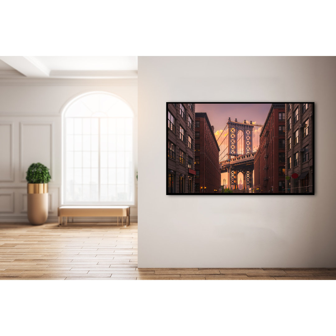 Gerahmtes Poster Manhattan Bridge von Brooklyn Street