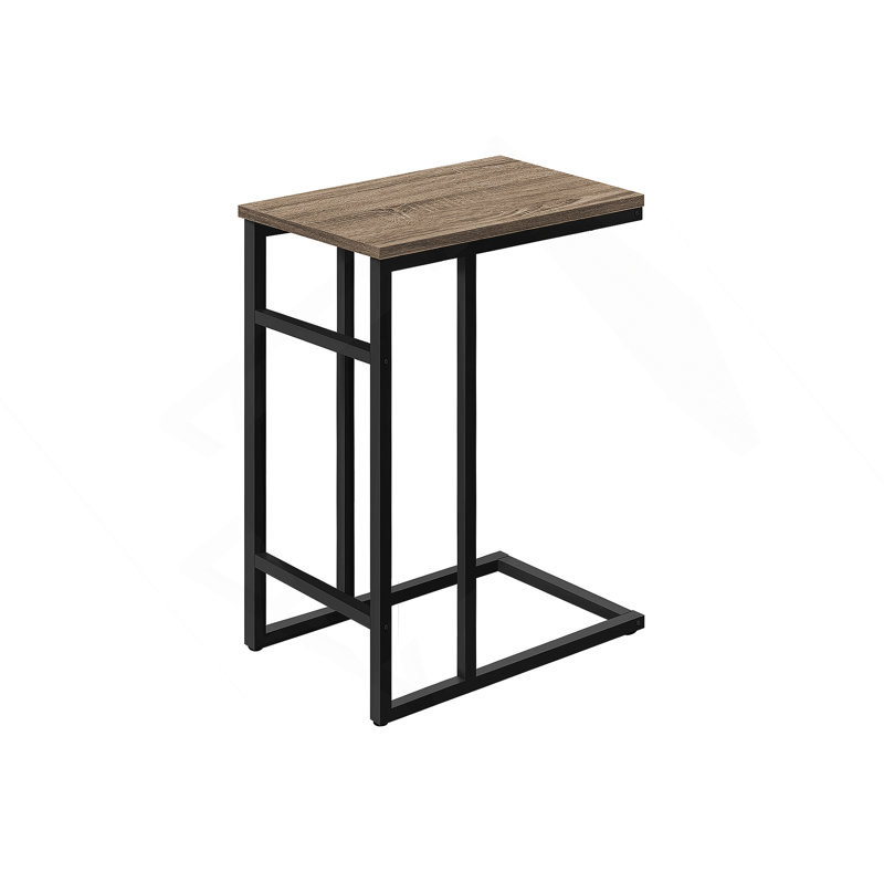 Table d'appoint, en forme de C, bout, côté, collation, stratifié brun, métal noir, contemporain, moderne, Taupe