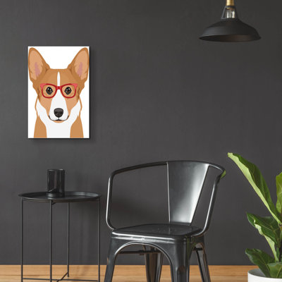 Art mural en verre épique «Corgi portant des lunettes de hipster» par Furbaby Affiliates