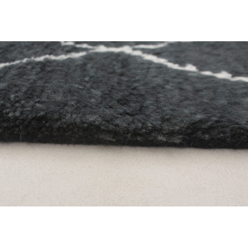Tapis unique en laine noué à la main gris foncé nouvel âge 6 pi 3 po x 9 pi Theodora
