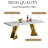 Modern Faux Marble Dining Table Set, Luxury 70.8" Dining Room Table with Velvet Upholstered Chairs, Luxurious Kitchen Table with Lightning Stainless Steel Pedestal, Rectangle Dining Table Set-1386155014-1386155009-1386155010