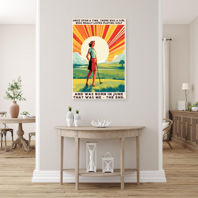 " A Girl Who Really Loved Playing Golf - 1 Piece Rectangle Graphic Art Print On Wrapped Canvas "