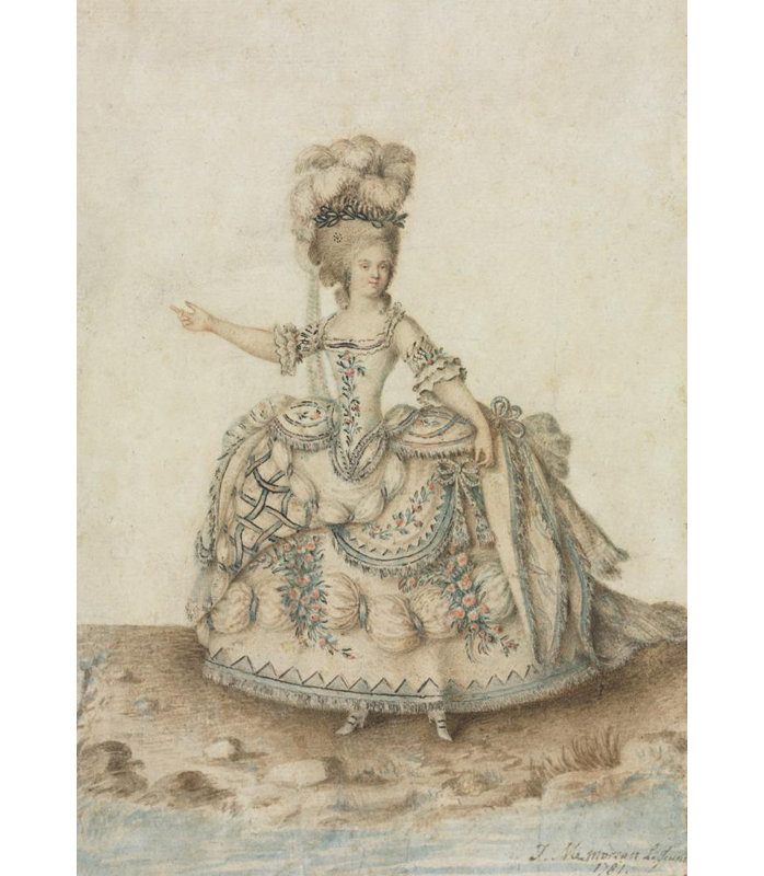 "Étude de costumes pour chanteur d'opéra" par Jean Michel Moreau le Jeune - Art mural sur toile tendue avec châssis