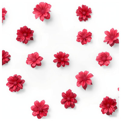 Red Floral Motif Bath Mat
