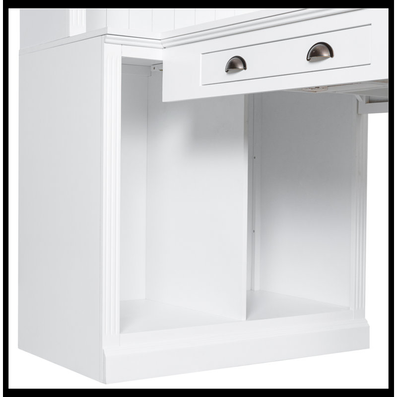 Tall Bookshelf With Writing Desk,Modern Bookcase with Study Desk, Workstation with Storage Shelf