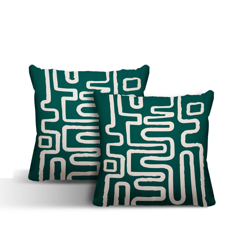 Coussin décoratif carré intérieur / extérieur Miroir, L 15 po x H 15 po, Émeraude