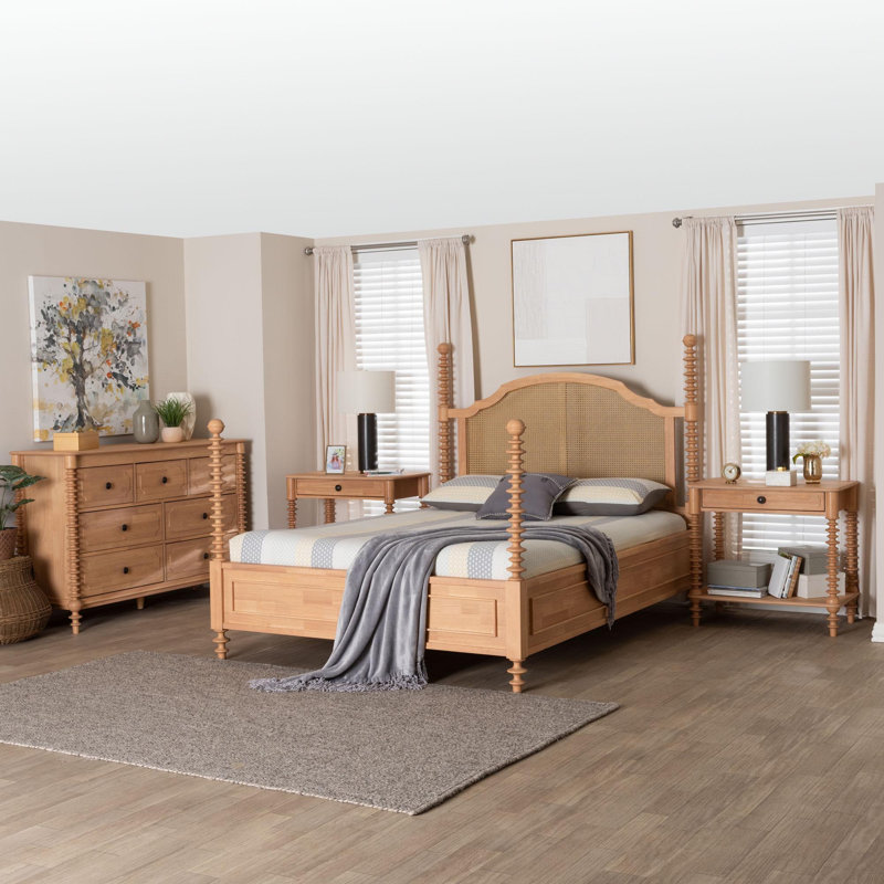 Daviya Solid Wood Bedroom Set, Beech, Queen