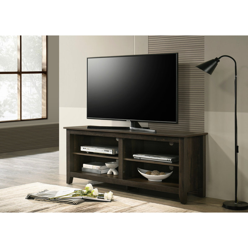Dark Oak Finish Tv Stand With Adjustable Open Shelves And Cable Management For 50-59" Tvs 58" In Dusty Shelf Leadership 59"