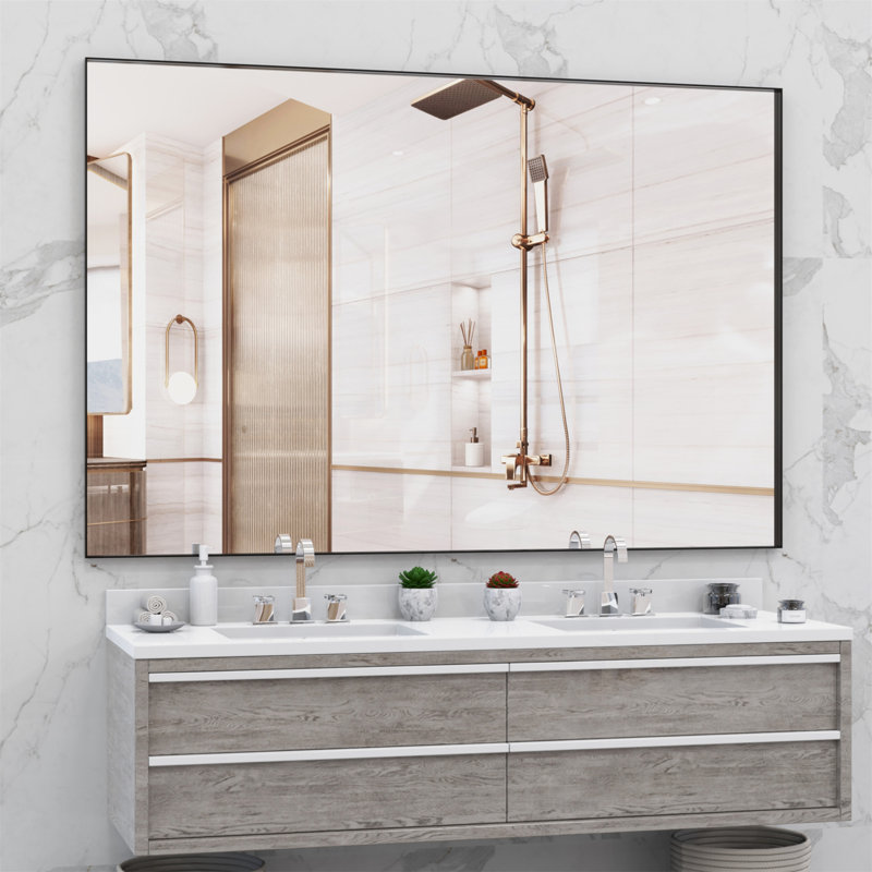 Miroir mural surdimensionné pour salle de bain, Noir
